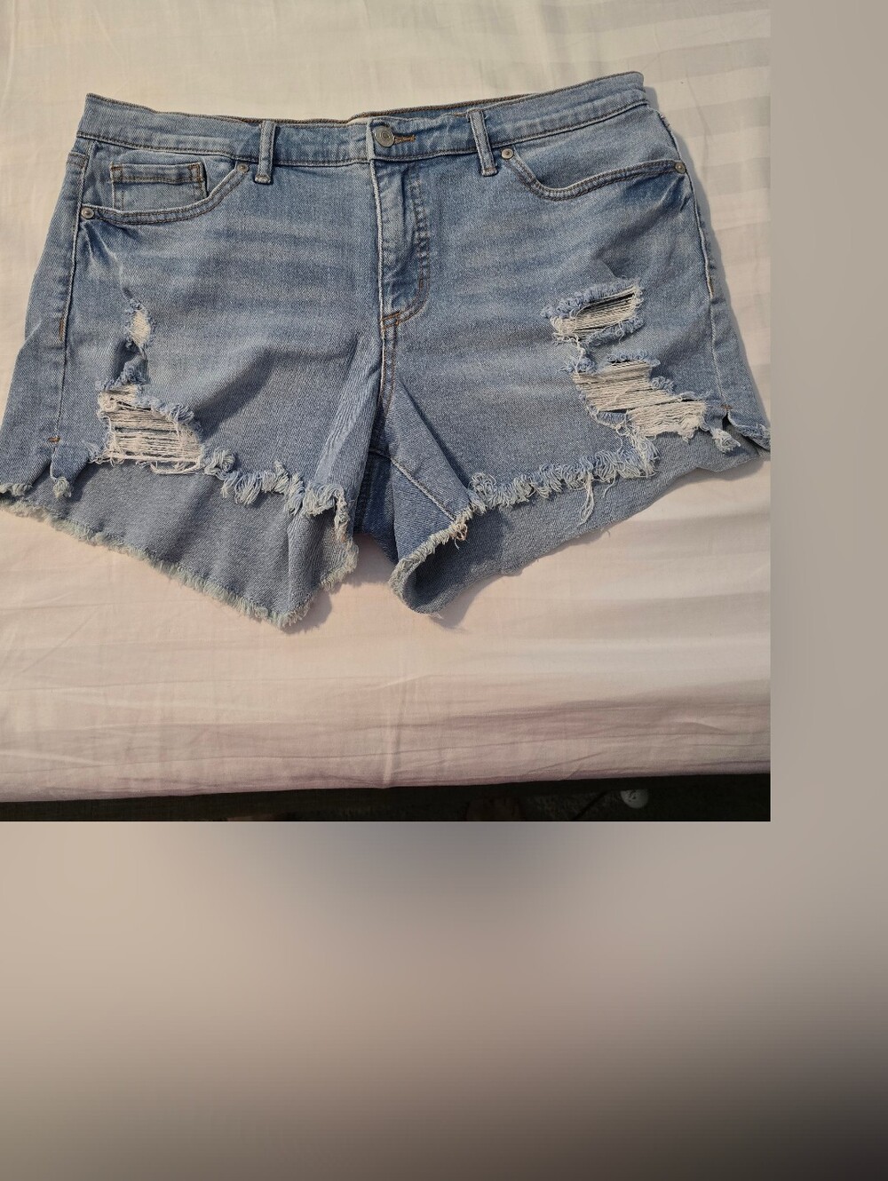 sofia by sofia vergara Light Blue Distressed Denim Shorts
